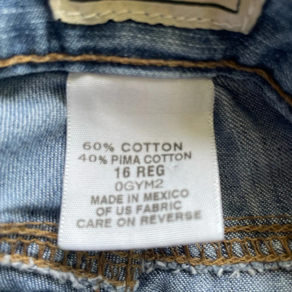 LL Bean Cropped Wide Leg 5 Pocket Pima Cotton Blend Jeans Size 16 Regular - Picture 9 of 10